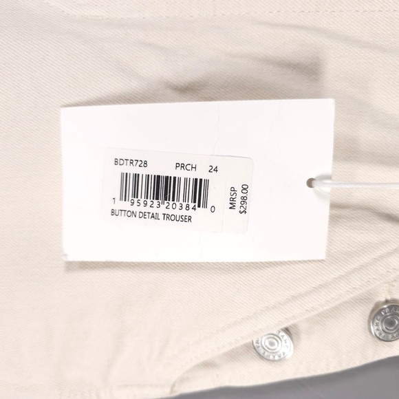 NWT FRAME Button Detail Crop Trousers Twill Pants Wide Leg 100% Cotton Size 24 - Picture 13 of 15
